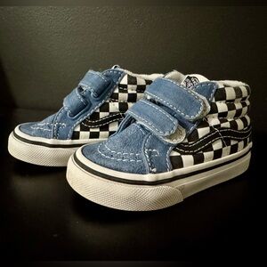 Vans Toddler Blue Denim & Checker High-Top Sneakers Size 4.5